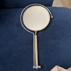 vtg rare mid century French Brass Adjustable Hanging Table Magnifying Mirror